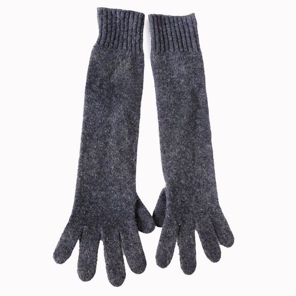 Hermes Gloves Ladies Cashmere Wool Knit Gris Charcoal Gray Soft Luxury Sz 00 - Picture 6 of 7